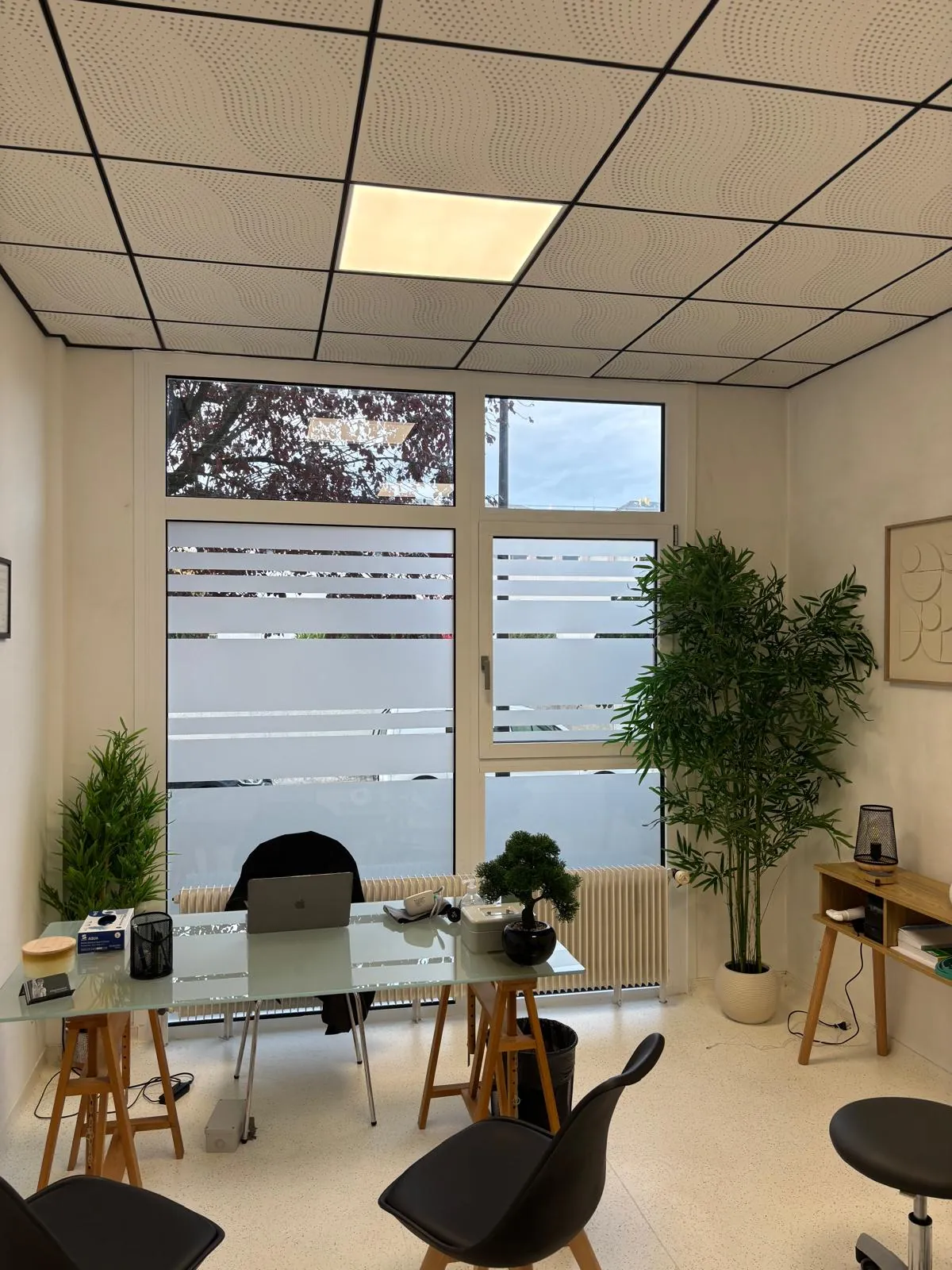 Bureau de consultation lumineux du cabinet d'ostéopathie à Strasbourg Neudorf
